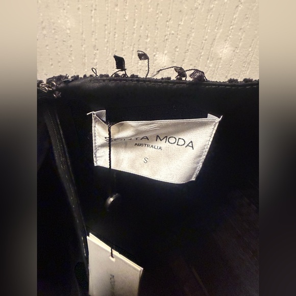 Sonya Moda Valentino Sequin Tweed Midi Dress -Color: Black size S NWT - Picture 5 of 5